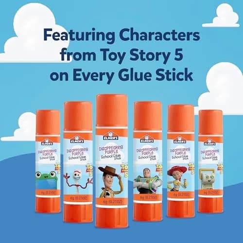 Elmer's Disappearing Purple Glue Sticks Featuring Toy Story Characters, 6 Grams, 12 Count | Acid Free, Photo Safe, Nontoxic & Washable thumbnail 2