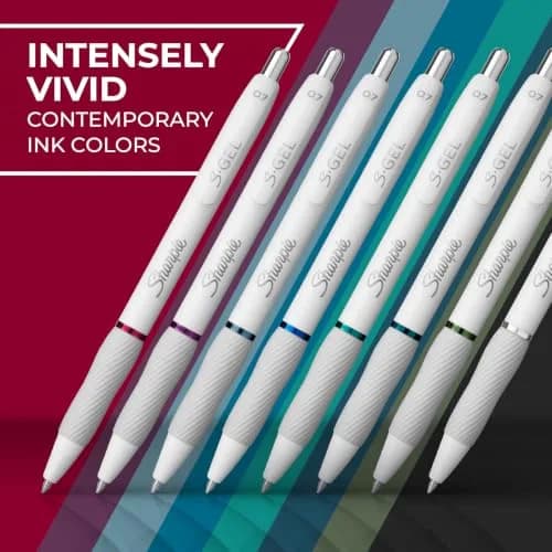 Sharpie S-Gel Pens, Pearl White Body, Fashion Barrel, Medium Point (0.7mm), Colorful Ink, 12 Count | Smooth Ink Flow Writing Instrument thumbnail 4
