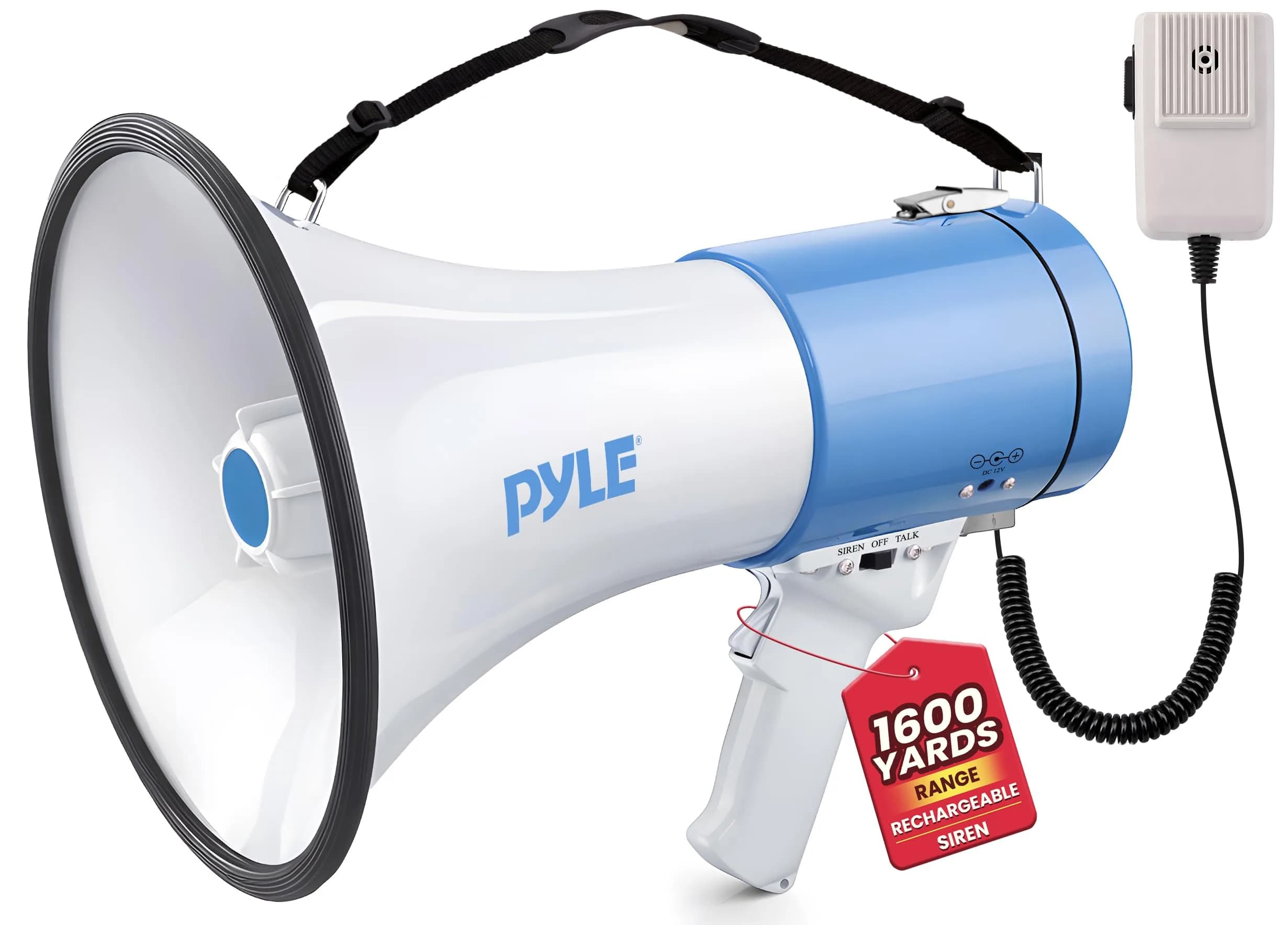 Pyle Portable Megaphone Speaker PA Bullhorn 50W | 1200 Yard Range, Siren, Adjustable Volume