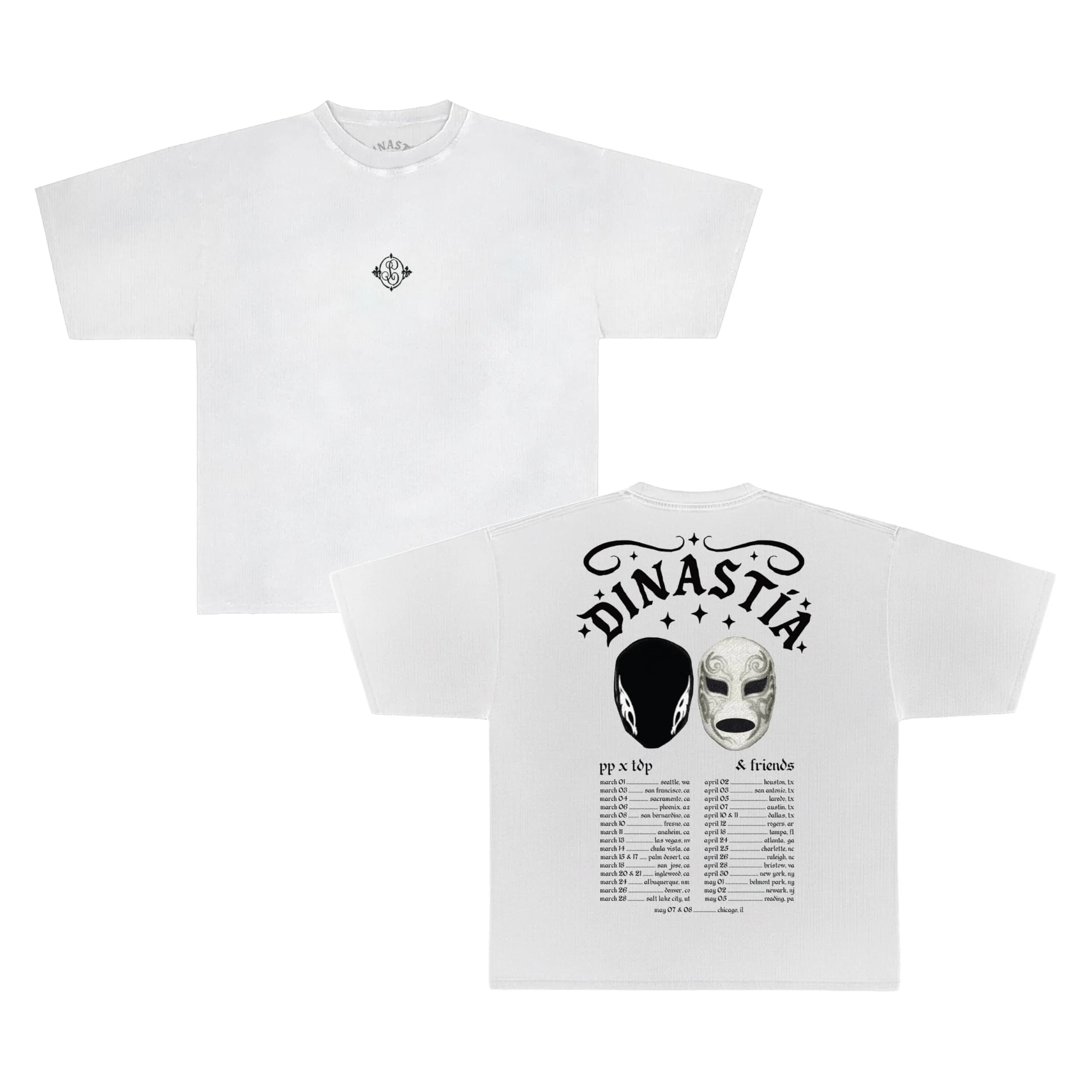 Peso Pluma Dinastía Tour Luchador Dateback T-Shirt | 100% Cotton, Regular Fit, Crew Neck, Graphic Print — Large