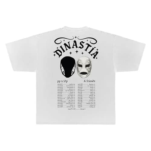 Peso Pluma Dinastía Tour Luchador Dateback T-Shirt | 100% Cotton, Regular Fit, Crew Neck, Graphic Print thumbnail 3