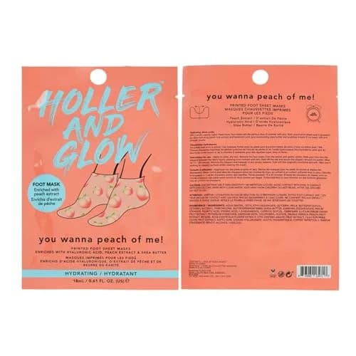 Holler & Glow Printed Foot Mask Variety Pack - Hydrating Socks, 6 Count | Fun Prints & Nourishing Ingredients thumbnail 4