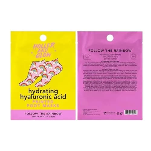 Holler & Glow Printed Foot Mask Variety Pack - Hydrating Socks, 6 Count | Fun Prints & Nourishing Ingredients thumbnail 5