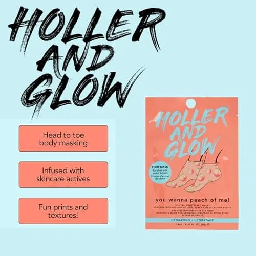 Holler & Glow Printed Foot Mask Variety Pack - Hydrating Socks, 6 Count | Fun Prints & Nourishing Ingredients thumbnail 2