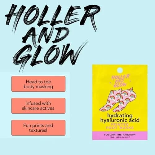 Holler & Glow Printed Foot Mask Variety Pack - Hydrating Socks, 6 Count | Fun Prints & Nourishing Ingredients thumbnail 3