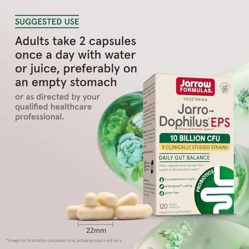 Jarrow Formulas Jarro-Dophilus EPS Probiotic Capsules 240 Count (120 Count Pack of 2) | Digestive Health Support with 10 Billion CFU thumbnail 7