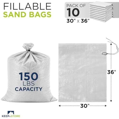 Keep N Store Heavy Duty Sand Bags 30x36 inches (10-Pack) | Flood Control & Weight Ballast thumbnail 2