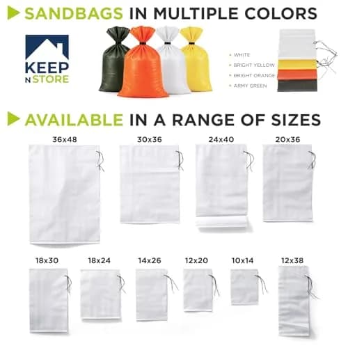 Keep N Store Heavy Duty Sand Bags 30x36 inches (10-Pack) | Flood Control & Weight Ballast thumbnail 3