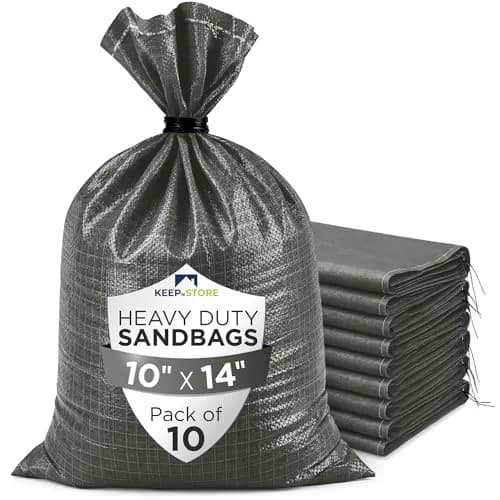 Keep N Store Heavy Duty Sand Bags Pack of 10, Army Green 25cm x 35cm (10"x14") | Flood Control & Weight Bags thumbnail 1