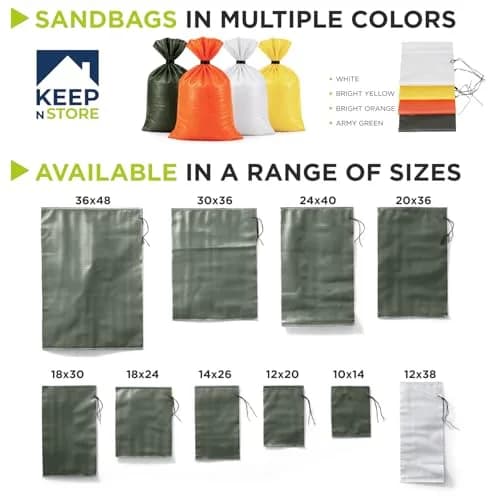 Keep N Store Heavy Duty Sand Bags Pack of 10, Army Green 25cm x 35cm (10"x14") | Flood Control & Weight Bags thumbnail 3