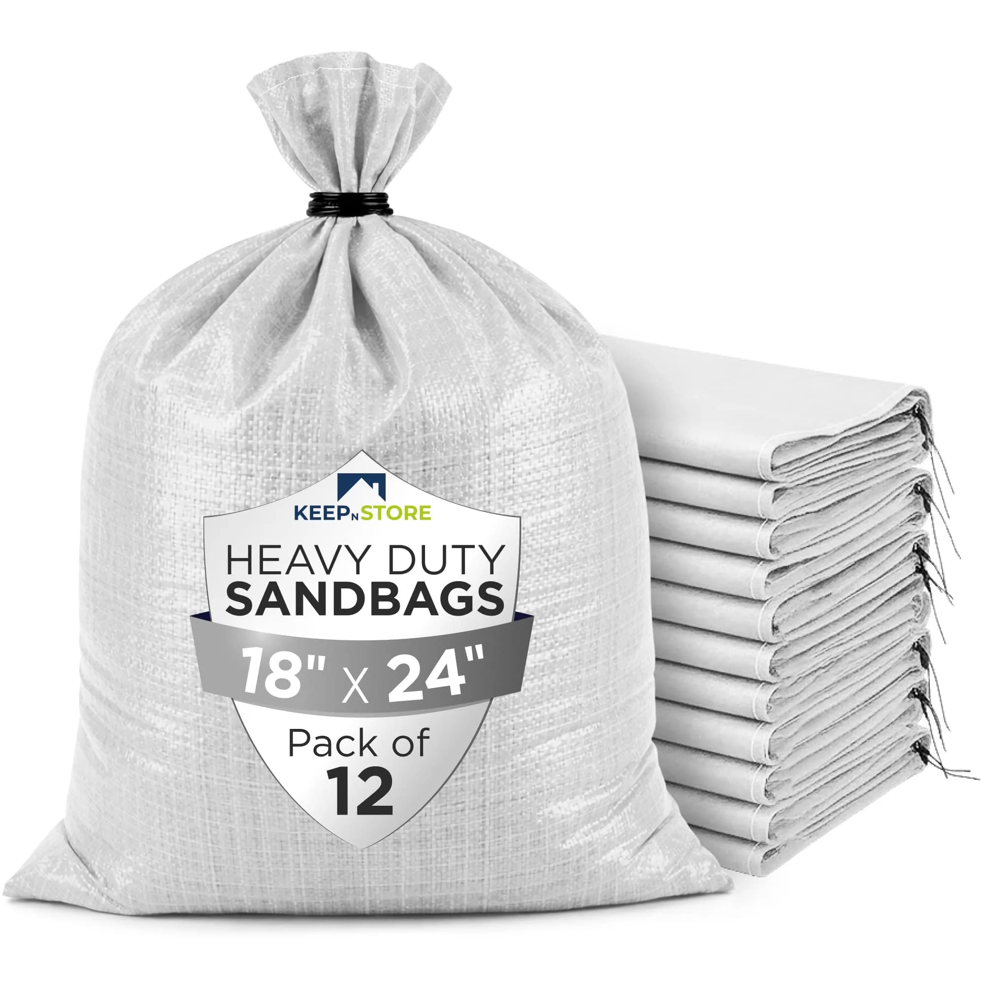 Keep N Store Heavy Duty Sand Bags Pack of 12 | Flood Control & Heavy Load Support (70-120 chars) — 18"W x 24"L
