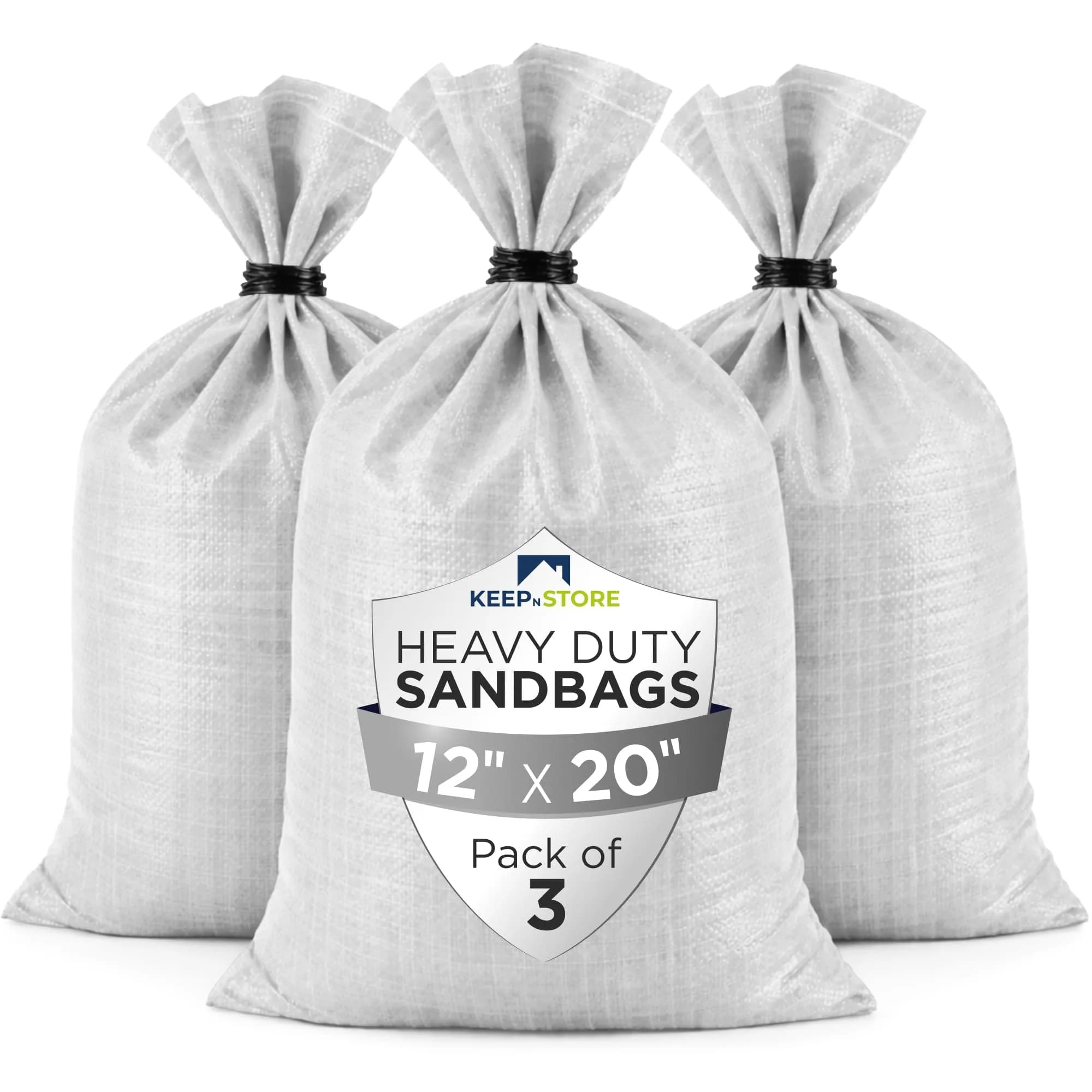 Keep N Store Heavy Duty Sand Bags Pack of 3 | Flood Control & Heavy Load Support (70-120 chars) — 12"W x 20"L