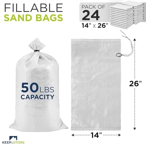 Keep N Store Heavy Duty Sand Bags Pack of 24 | Flood Control & Industrial Use, 14x26 inches, 50 lbs thumbnail 2