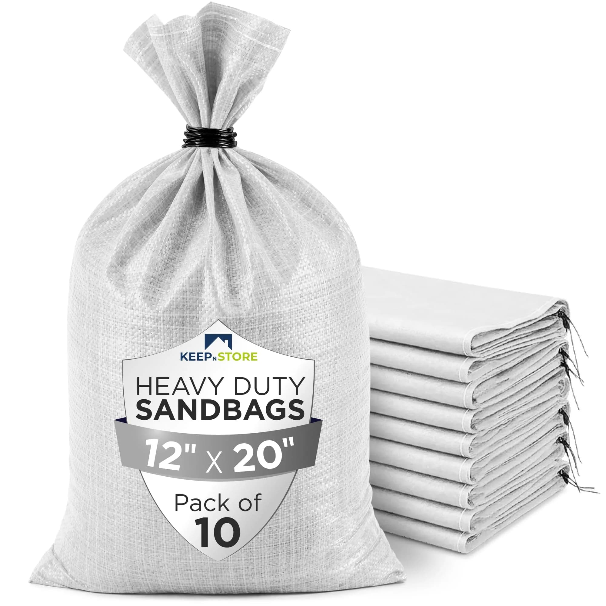 Keep N Store Heavy Duty Sand Bags Pack of 10, 12x20 inches (30.48x50.8 cm) | Flood Control & Weight Stabilization