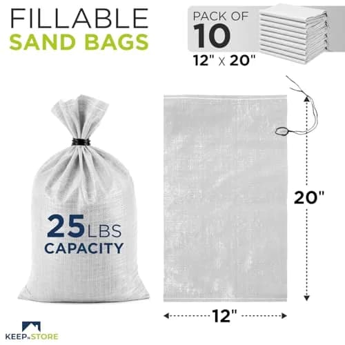 Keep N Store Heavy Duty Sand Bags Pack of 10, 12x20 inches (30.48x50.8 cm) | Flood Control & Weight Stabilization thumbnail 2
