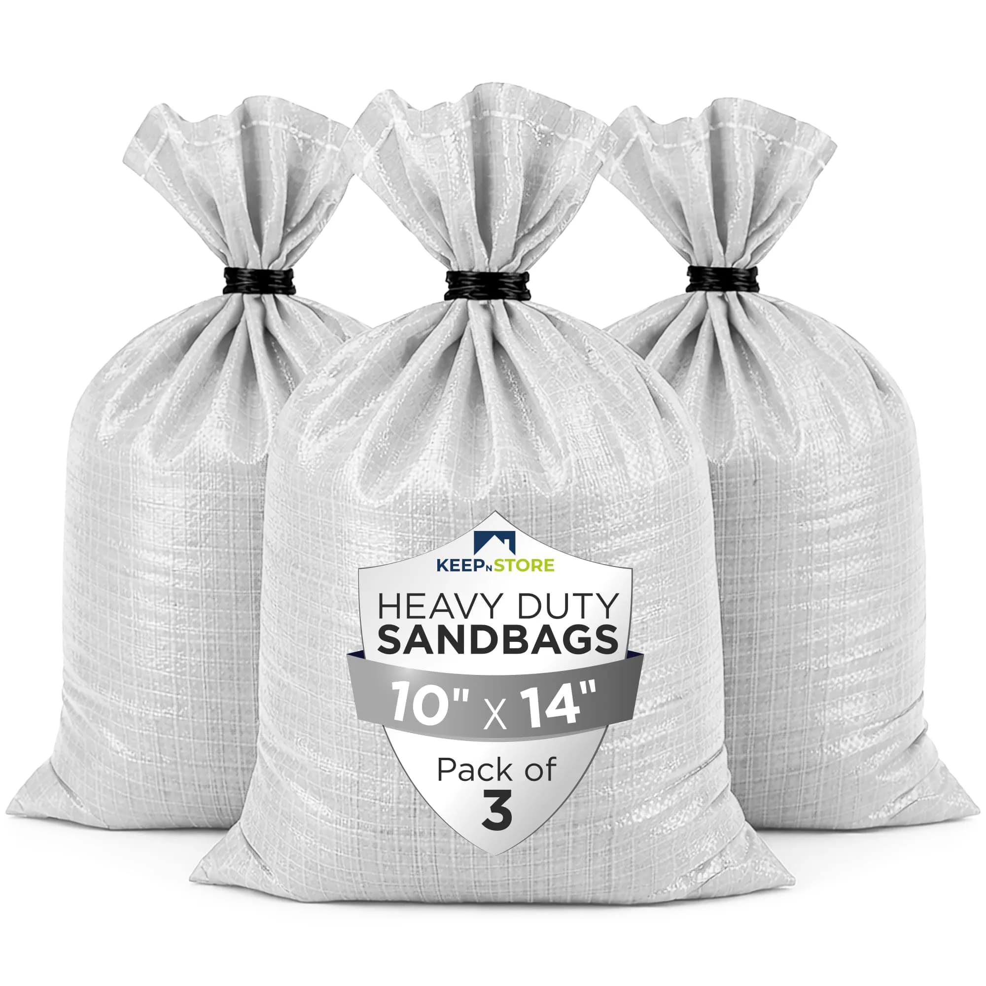 Keep N Store Heavy Duty Sand Bags Pack of 3 | 10x14 inches, 15 lbs, UV Protected, Fillable for Flood Control — 10"W x 14"L
