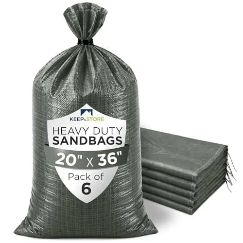 Keep N Store Heavy Duty Sand Bags Pack of 6 | Flood Control & Industrial Use 20x36 inches thumbnail 1