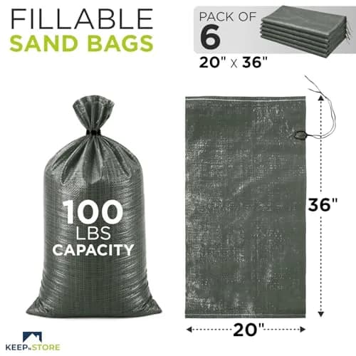Keep N Store Heavy Duty Sand Bags Pack of 6 | Flood Control & Industrial Use 20x36 inches thumbnail 2