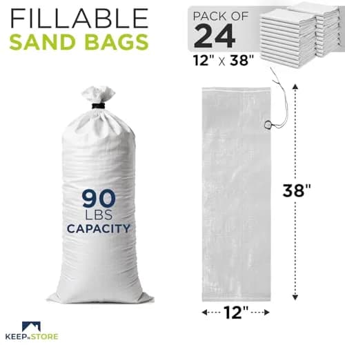 Keep N Store Heavy Duty Sand Bags Pack of 24, 38x18 inches (96.5x45.7 cm) | Flood Control & Weight Bags thumbnail 2
