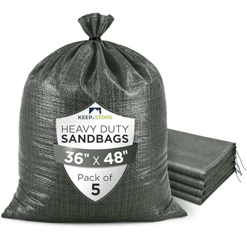Keep N Store Heavy Duty Sand Bags Pack of 5, 36x48 inches | UV Resistant Woven Polypropylene Flood Control Bags thumbnail 1