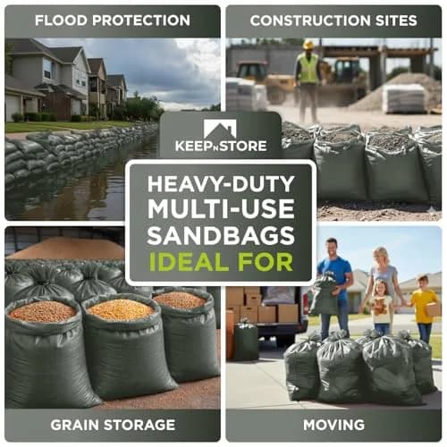 Keep N Store Heavy Duty Sand Bags Pack of 5, 36x48 inches | UV Resistant Woven Polypropylene Flood Control Bags thumbnail 9