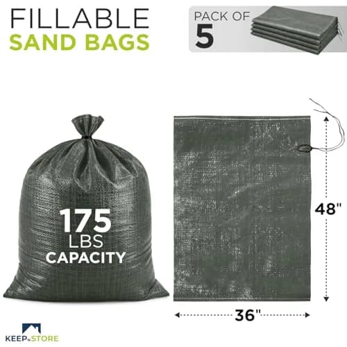 Keep N Store Heavy Duty Sand Bags Pack of 5, 36x48 inches | UV Resistant Woven Polypropylene Flood Control Bags thumbnail 2
