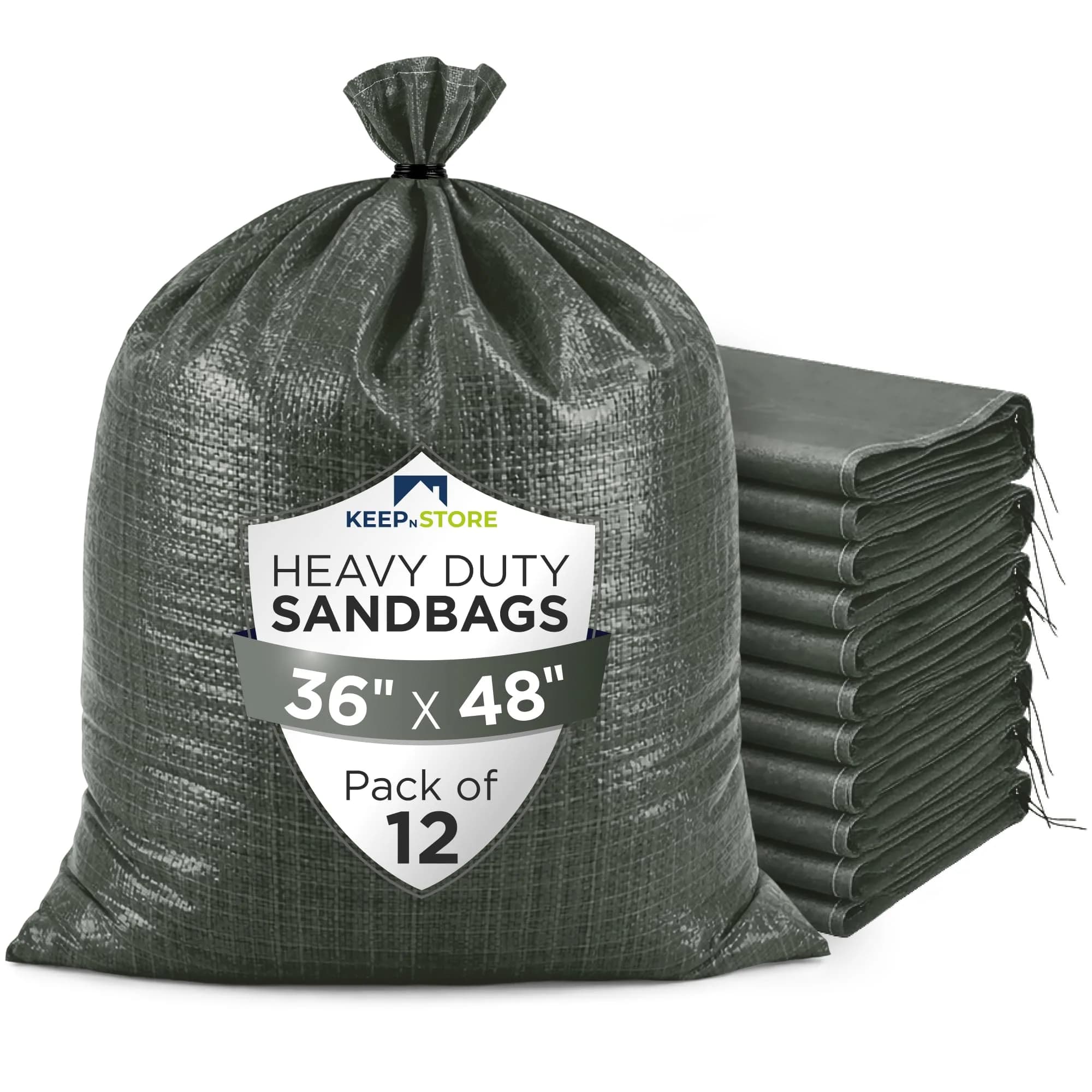 Keep N Store Heavy Duty Sand Bags Pack of 12 | Flood Control & Weight Stabilization 36x48 inches — 36"W x 48"L
