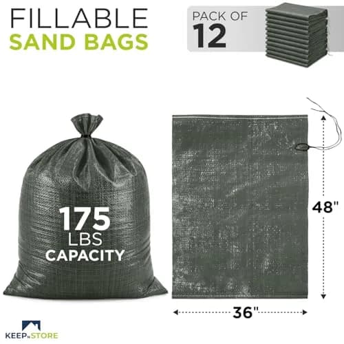 Keep N Store Heavy Duty Sand Bags Pack of 12 | Flood Control & Weight Stabilization 36x48 inches thumbnail 2