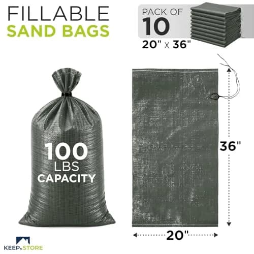 Keep N Store Heavy Duty Sand Bags Pack of 10, Army Green 20x36 inches | UV Protection 1600 Hours thumbnail 2