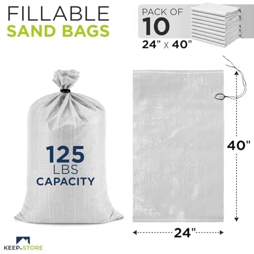 Keep N Store Heavy Duty Sand Bags Pack of 10 | Flood Control & Industrial Use (24x40 inches, 125 lbs) thumbnail 2