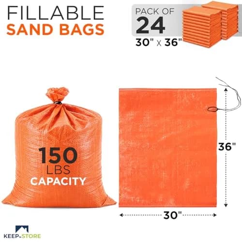 Keep N Store Heavy Duty Sand Bags Pack of 24 | Flood Control & Industrial Use, 30x36 inches, 150 Pounds Capacity thumbnail 2
