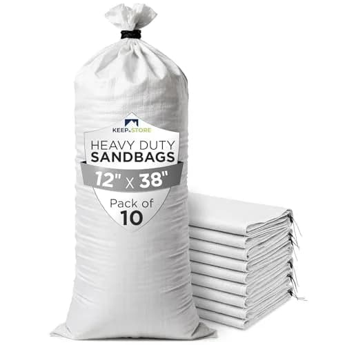 Keep N Store Heavy Duty Sand Bags Pack of 10, 12x38 inches | Flood Control & Weight Bags thumbnail 1
