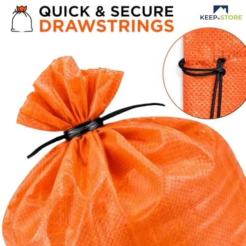 Keep N Store Heavy Duty Sand Bags Pack of 3 | 14x26 inch, 50 lb Capacity, UV Protected, Bright Orange, Reusable Flood Control Bags thumbnail 5