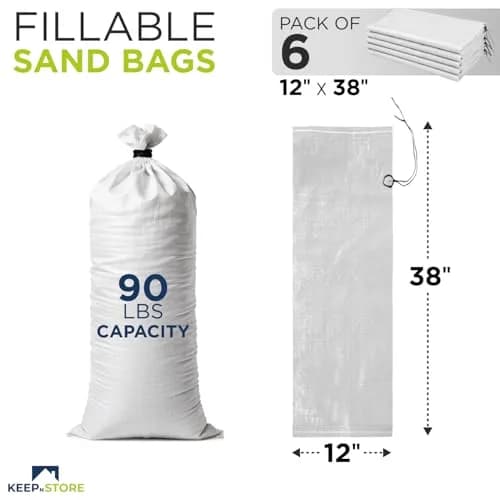 Keep N Store Heavy Duty Sand Bags Pack of 6, 38x18 inches (96.5x45.7 cm) | Flood Control & Weight Bags thumbnail 2