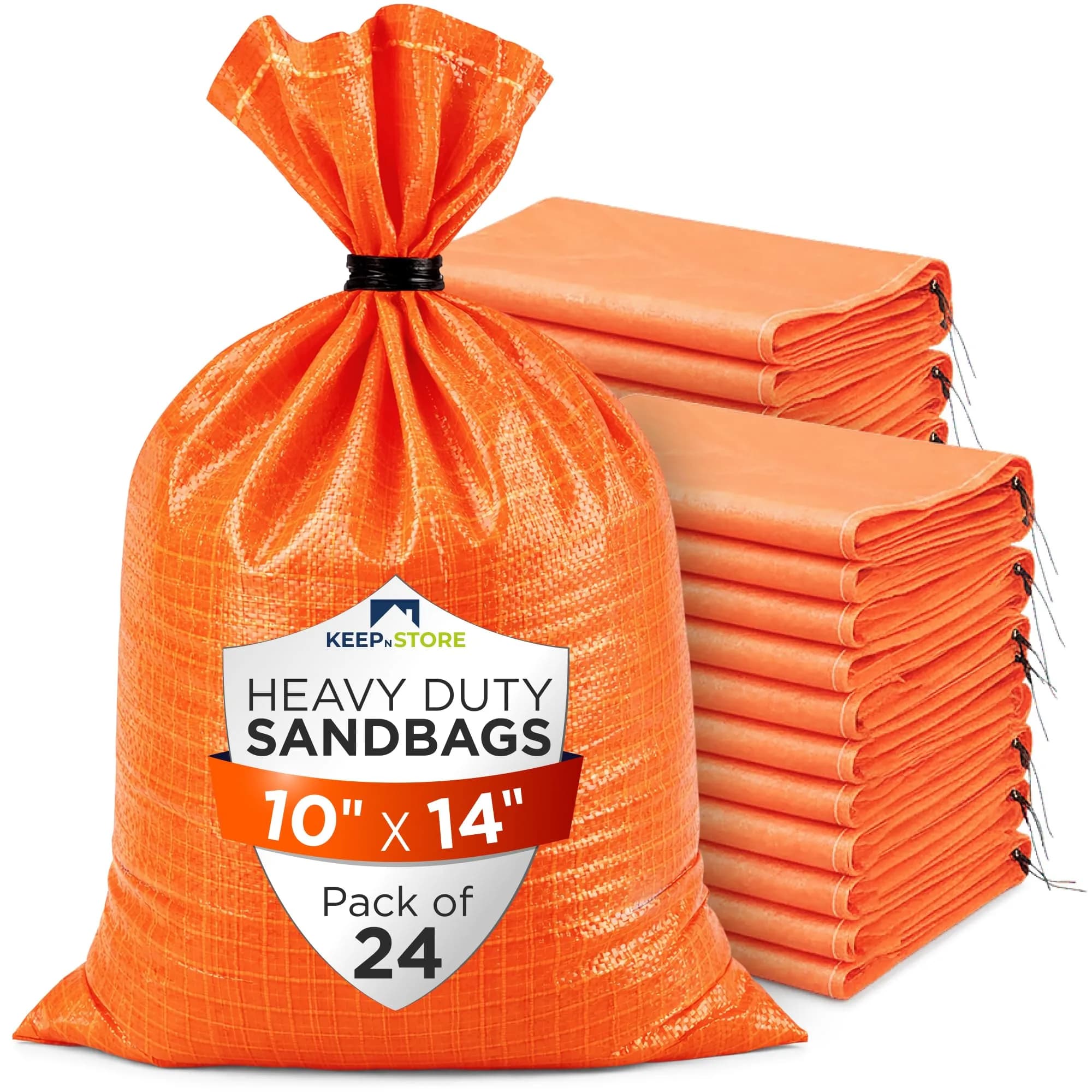 Keep N Store Heavy Duty Sand Bags Pack of 3, Bright Orange Empty Sandbags 61cm x 102cm (24x40 inches) | UV Protected Woven Polypropylene for Flood Control & Weight — 10"W x 14"L