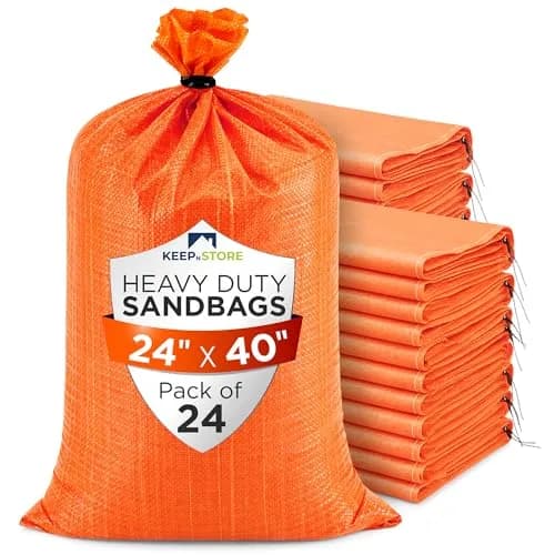 Keep N Store Heavy Duty Sand Bags Pack of 24, 24x40 inches, Bright Orange | UV Protected Woven Polypropylene for Flood Control & Weight thumbnail 1