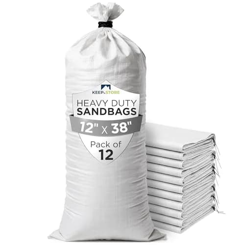 Keep N Store Heavy Duty Sand Bags Pack of 12, White, 91 cm x 46 cm (38x18 inches) | Flood Control & Weight Stabilization thumbnail 1