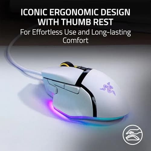 Razer Basilisk V3 Ergonomic Gaming Mouse White | 10 Programmable Buttons, 26K DPI Optical Sensor, RGB Lighting thumbnail 5