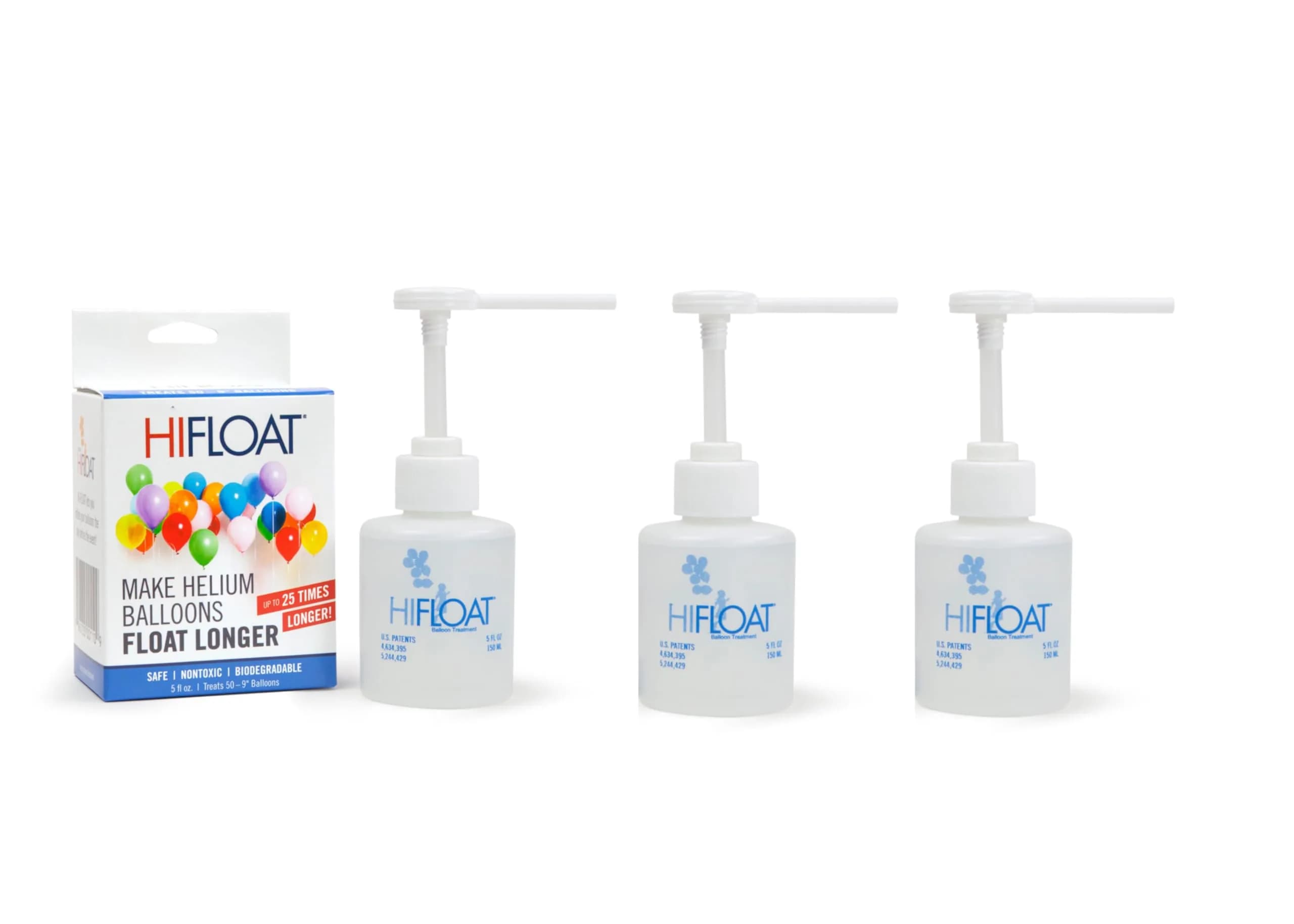 HI-FLOAT ULTRA HI-FLOAT Balloon Treatment with Pump 5 oz (148ml) 3-Pack | Extends Helium Float Time Up to 25x for Latex Balloons — 3-Pack
