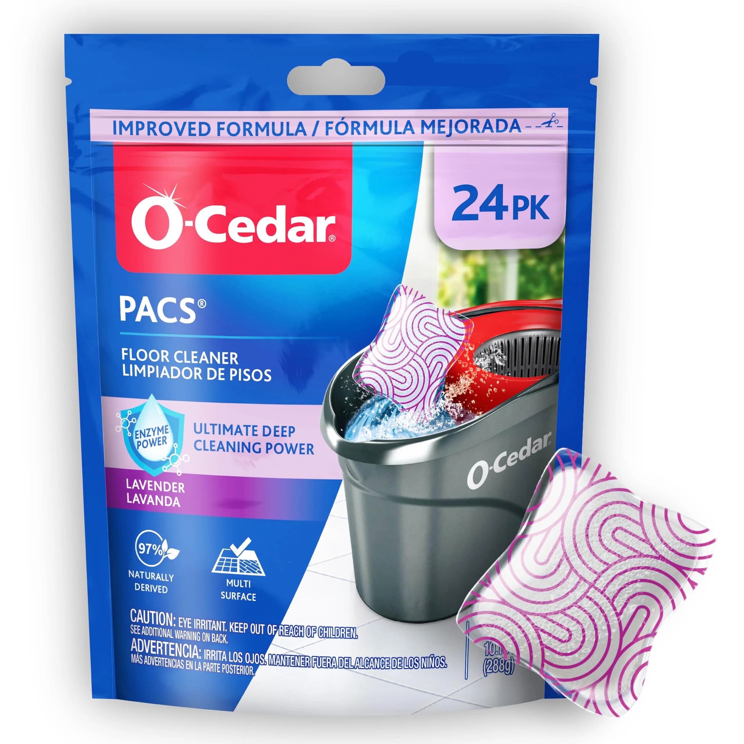 O-Cedar PACS Hard Floor Cleaner Lavender Scent 24 Count (1-Pack) | Naturally-Derived Ingredients — Lavender