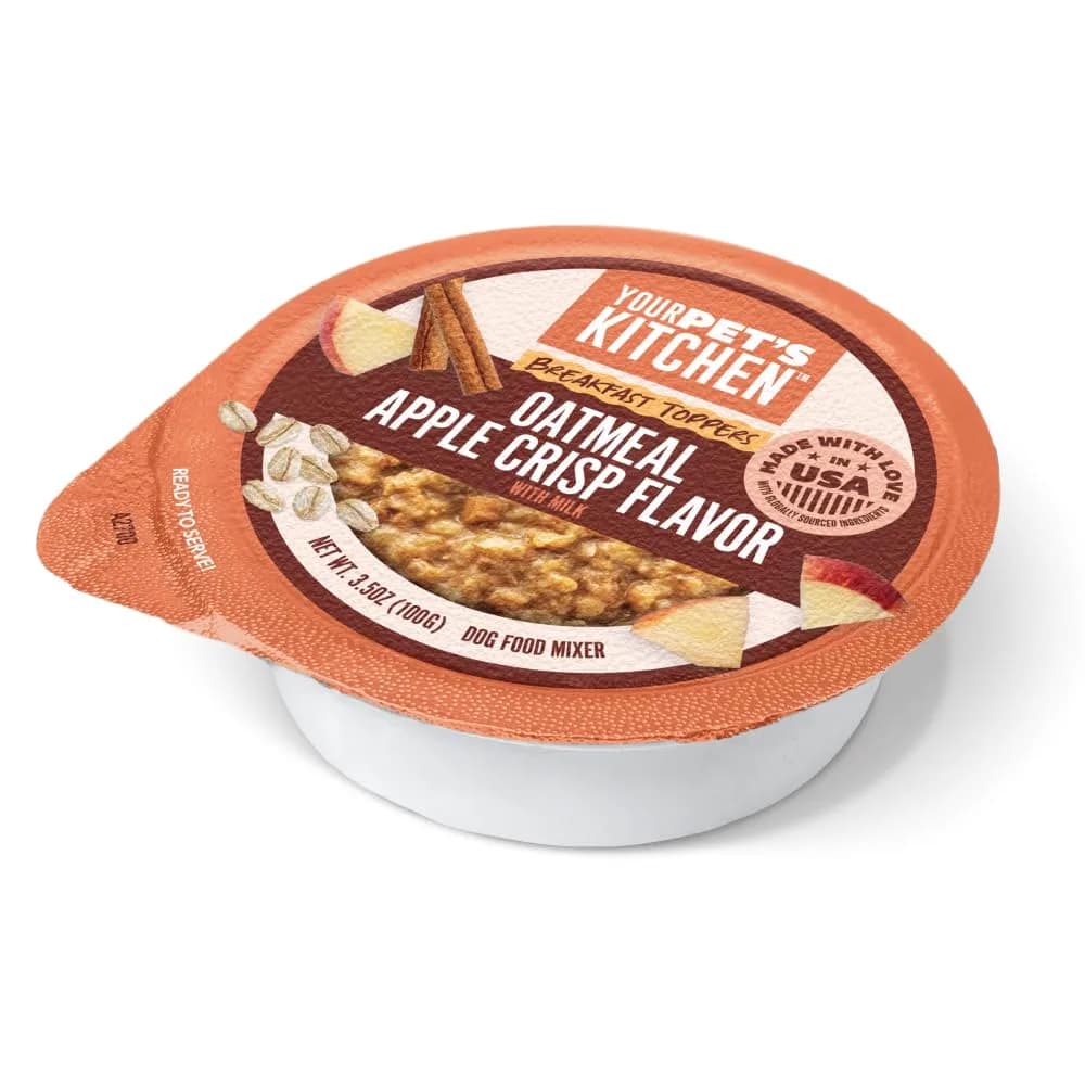 YOUR PET'S KITCHEN Oatmeal Apple Crisp Topper, 3.5 oz (12-Pack) | Wholesome Dog Food Topping with Real Apple & Oats