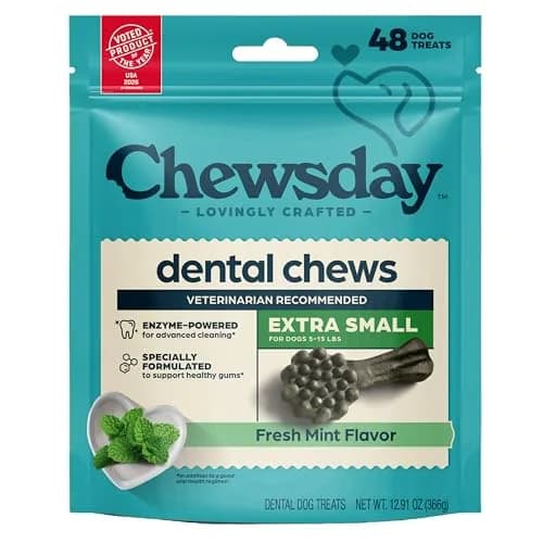 Chewsday Dog Treats Fresh Mint Flavor Dental Chews | Supports Oral Hygiene & Fresh Breath thumbnail 1