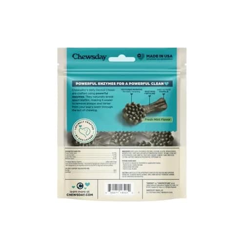 Chewsday Dog Treats Fresh Mint Flavor Dental Chews | Enzyme Powered, Small 13 Count thumbnail 8