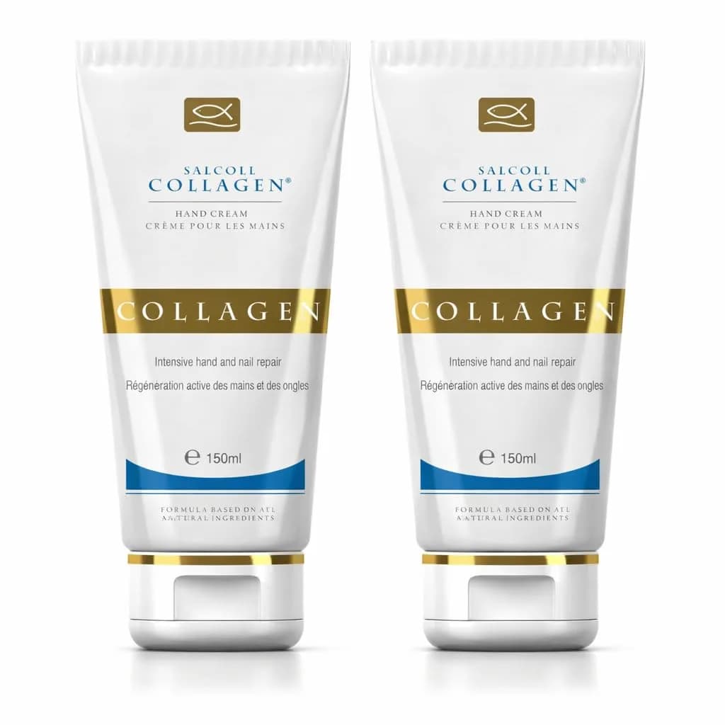 Salcoll Pure Bioactive Anti-Aging Collagen Repair Hand Cream 150ml (5.1 Fl Oz) | Hypoallergenic Moisturizing Lotion for Dry Skin — White