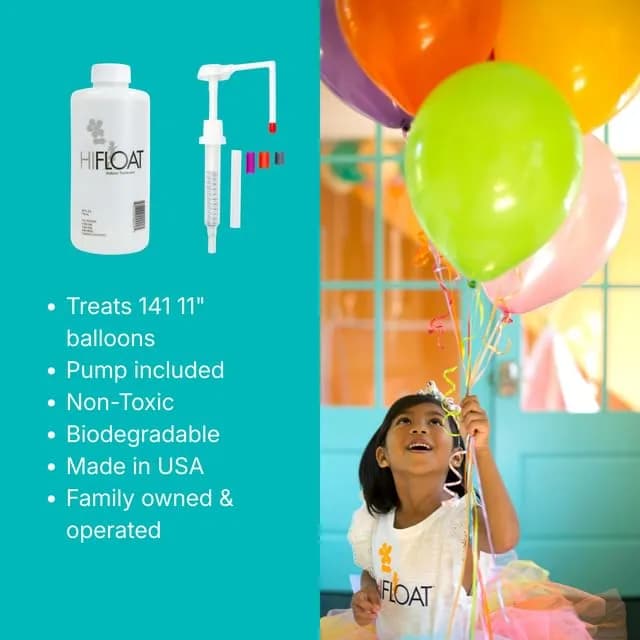HI-FLOAT Ultra Hi-Float Balloon Treatment 24 oz (710 ml) Bottles with Pump (3 Pack) | Extends Helium Balloon Float Time Up to 25x Longer thumbnail 10