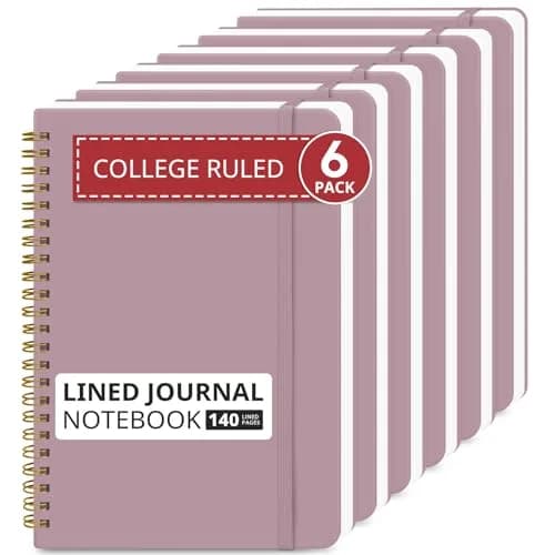 Taja 6 Pack Lined Notebooks A5 (5.7" x 7.9") | Hardcover Spiral Journals for Office Work, 140 Pages thumbnail 1