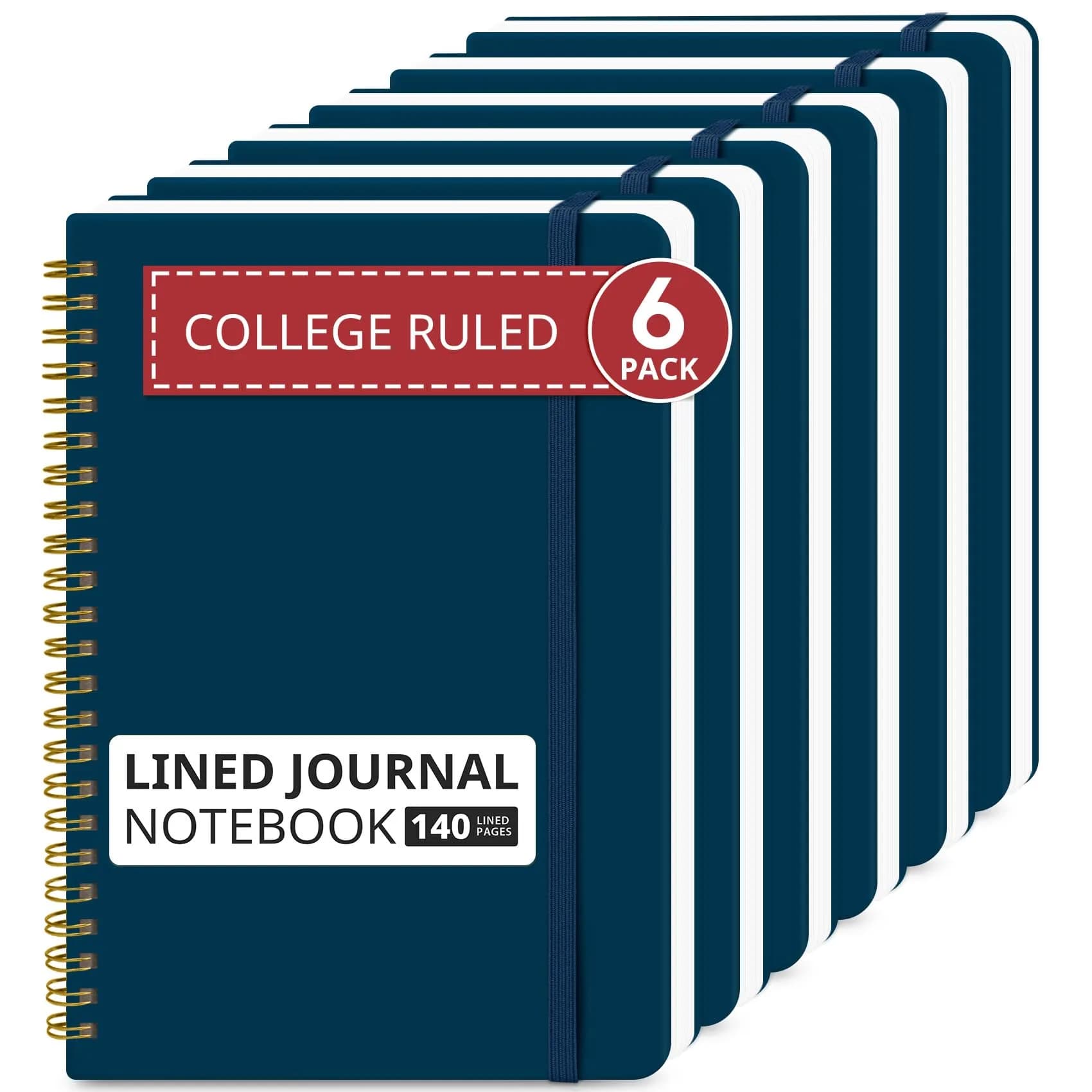 Taja 6 Pack Lined Notebooks for Work Hardcover Spiral Journal 1.83 kg (4.05 lb) | Premium Paper for Office & Students — E-Navy