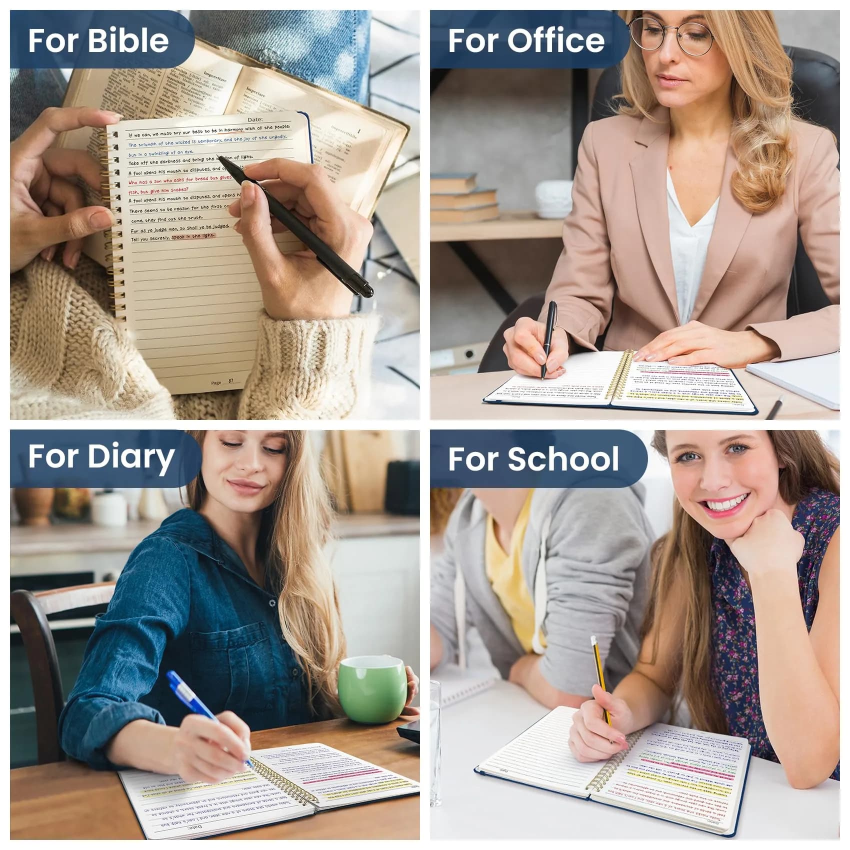 Taja 6 Pack Lined Notebooks A5 (14.5cm x 20cm) | Hardcover Spiral Journals for Work & Office - view 7