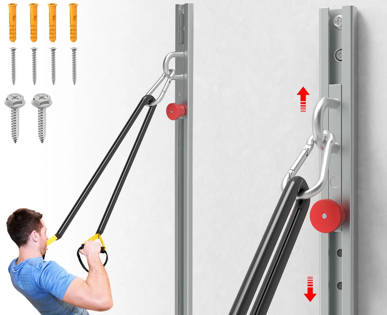 KOMOHOM Adjustable Resistance Band Wall Anchor -Space Saving Fitness System — 40" Adjustable Resistance Band Anchor V2