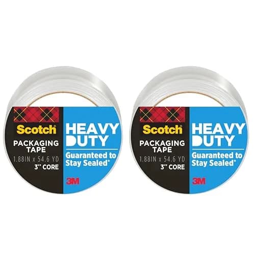 Scotch Heavy Duty Shipping Packaging Tape 3850, Clear, 2 Rolls | Industrial Strength Adhesive thumbnail 1